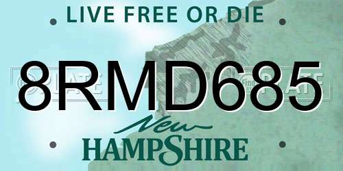 8RMD685 New Hampshire License Plate