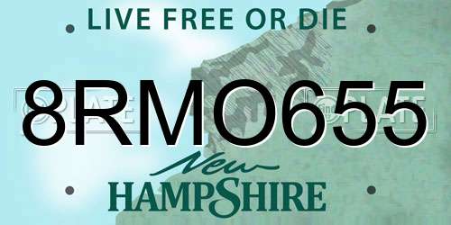 8RMO655 New Hampshire License Plate