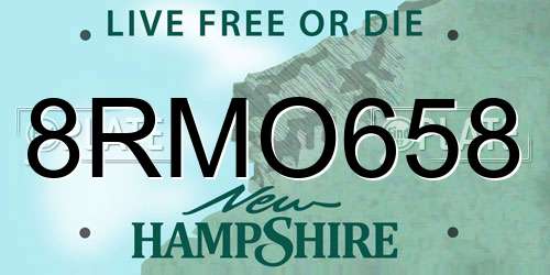 8RMO658 New Hampshire License Plate