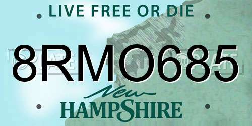 8RMO685 New Hampshire License Plate