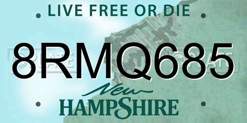 8RMQ685 New Hampshire License Plate