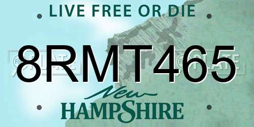 8RMT465 New Hampshire License Plate