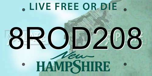 8ROD208 New Hampshire License Plate