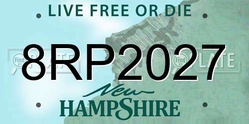 8RP2027 New Hampshire License Plate