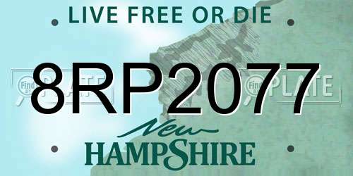 8RP2077 New Hampshire License Plate