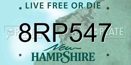 8RP547 New Hampshire License Plate