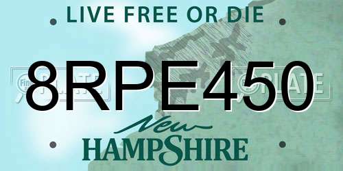 8RPE450 New Hampshire License Plate