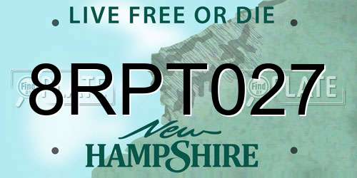 8RPT027 New Hampshire License Plate