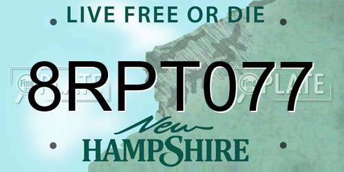 8RPT077 New Hampshire License Plate