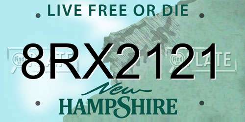8RX2121 New Hampshire License Plate