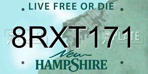 8RXT171 New Hampshire License Plate