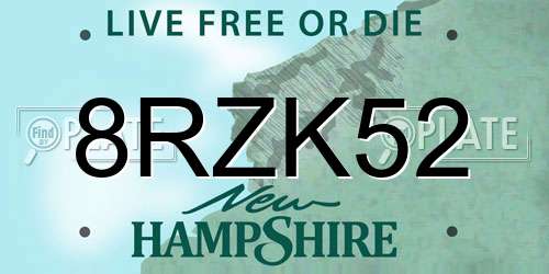 8RZK52 New Hampshire License Plate