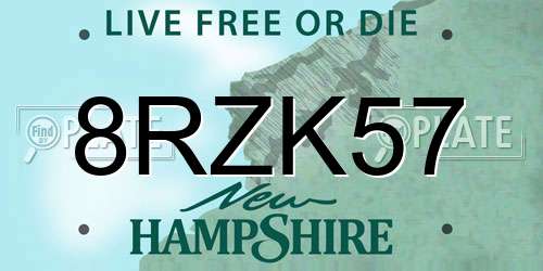 8RZK57 New Hampshire License Plate