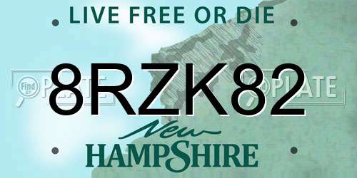 8RZK82 New Hampshire License Plate