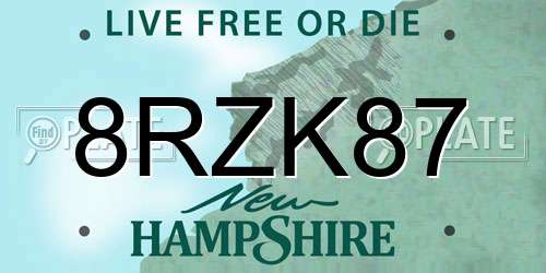 8RZK87 New Hampshire License Plate