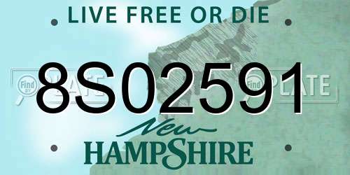 8S02591 New Hampshire License Plate