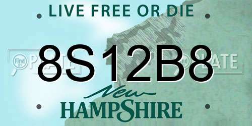 8S12B8 New Hampshire License Plate
