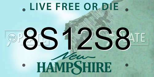 8S12S8 New Hampshire License Plate