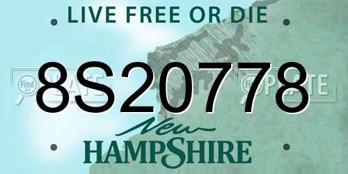 8S20778 New Hampshire License Plate