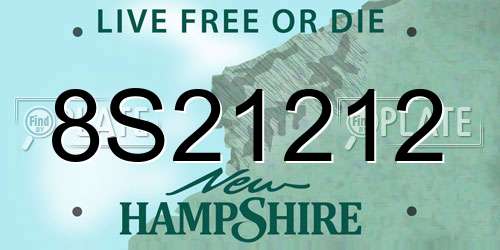 8S21212 New Hampshire License Plate