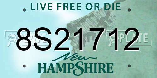 8S21712 New Hampshire License Plate