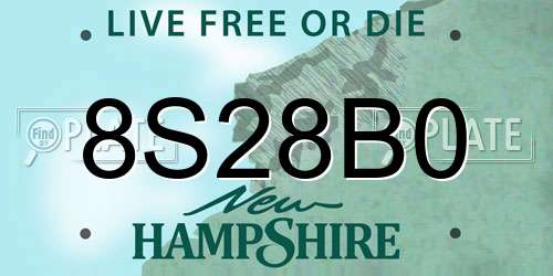 8S28B0 New Hampshire License Plate