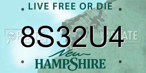 8S32U4 New Hampshire License Plate
