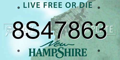 8S47863 New Hampshire License Plate