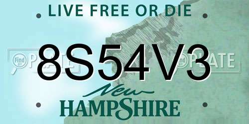 8S54V3 New Hampshire License Plate