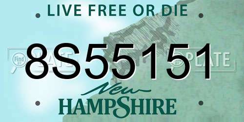 8S55151 New Hampshire License Plate