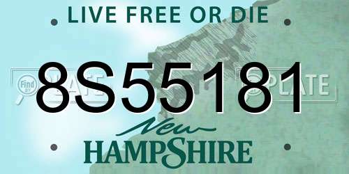 8S55181 New Hampshire License Plate