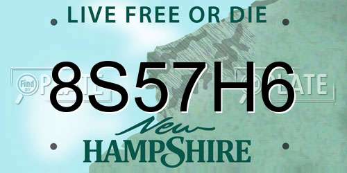 8S57H6 New Hampshire License Plate