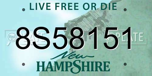 8S58151 New Hampshire License Plate