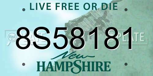 8S58181 New Hampshire License Plate