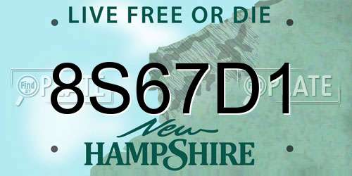 8S67D1 New Hampshire License Plate
