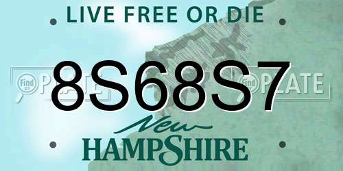 8S68S7 New Hampshire License Plate