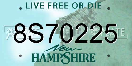 8S70225 New Hampshire License Plate