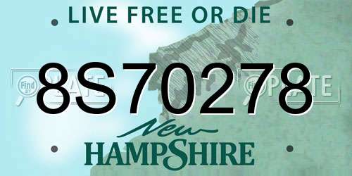 8S70278 New Hampshire License Plate