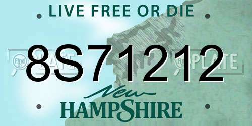 8S71212 New Hampshire License Plate