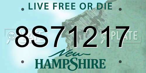8S71217 New Hampshire License Plate