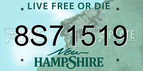 8S71519 New Hampshire License Plate
