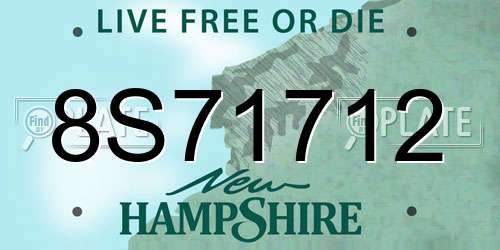 8S71712 New Hampshire License Plate