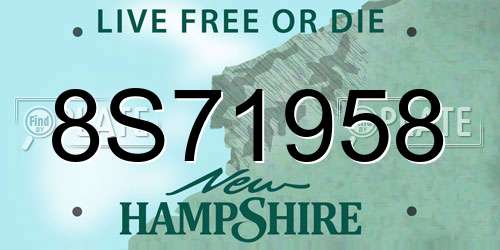 8S71958 New Hampshire License Plate