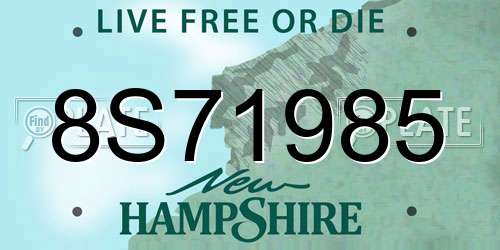 8S71985 New Hampshire License Plate