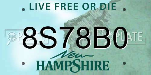 8S78B0 New Hampshire License Plate