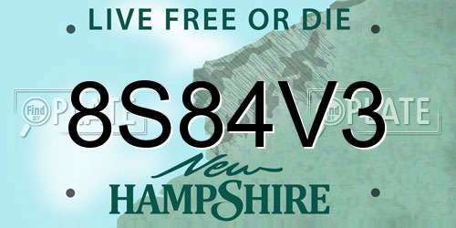 8S84V3 New Hampshire License Plate
