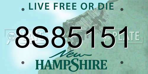 8S85151 New Hampshire License Plate
