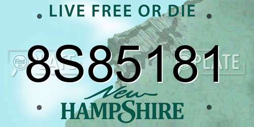 8S85181 New Hampshire License Plate