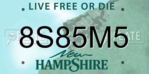 8S85M5 New Hampshire License Plate