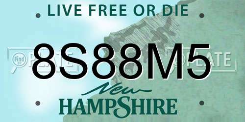 8S88M5 New Hampshire License Plate
